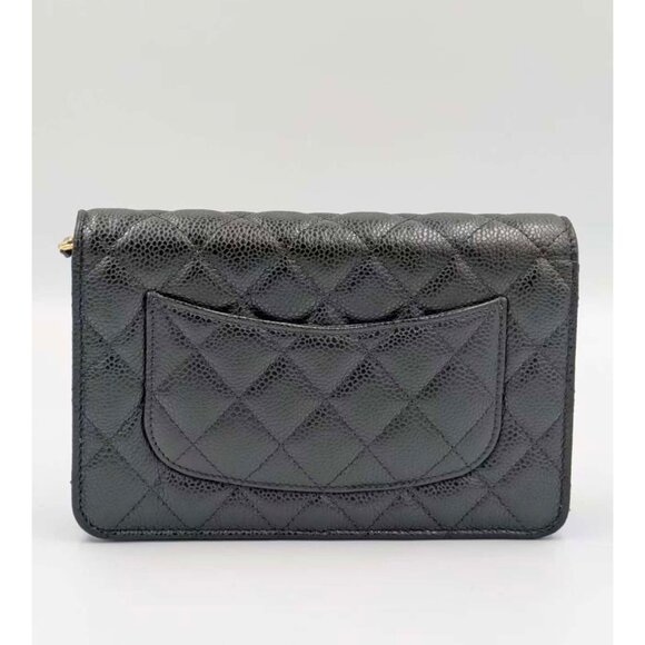 Pre-owned Chanel Caviar Quilted Wallet On Chain WOC Black - Picture 2 of 13
